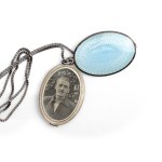 MEDALLION, SILVER AND BLUE ENAMEL