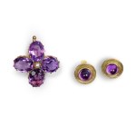 BUNDLE: BROOCH & PAIR OF STUD EARRINGS, GOLD & SILVER-PLATED