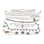 BUNDLE OF 9 CHAINS, HALLMARKED SILVER