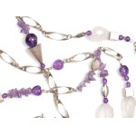 NECKLACE, SILVER WITH AMETHYSTS AND ROSE QUARTZ
