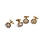 TWO PAIRS OF CUFFLINKS, GILT BRASS