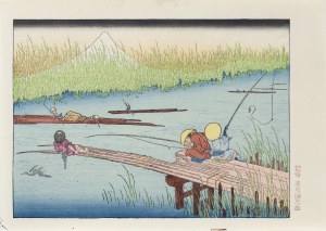 Katsushika Hokusai (1760-1849), Góra Fuji widziana z ujścia rzeki, z serii: Sto widoków Góry Fuji, wyd. Takamizawa, Tokio/Japonia, okres Showa, ok. 1960 r.