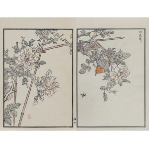 Kōno Bairei (1844-1895), L'usignolo e la rosa cinese, pubblicato da Ōkura Magobei, Tokyo/Giappone, 1881.