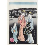 Kitagawa Utamaro (1753-1806), Fireworks on the Ryogoku Bridge, part 1, published by Yamada Shoin, Tokyo/Japan, Showa period, ca. 1960.