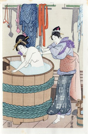 Utagawa Toyokuni I (1769 - 1825), Kąpiel w łaźni, cz.2, wyd. Yamada Shoin, Tokio/Japonia, okres Showa, ok. 1960 r.