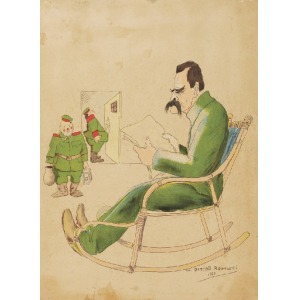 Gustaw ROGALSKI (1887 - 1939), Karykatura Józefa Piłsudskiego, 1927