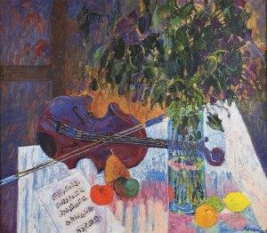 Jan SZANCENBACH (1928-1998), Martwa natura ze skrzypcami, 1997