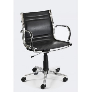 Fotel biurowy, metal niklowany, siedzenie tapicerowane; 88 x 55 x 51 cm; możliwość regulacji wysokości
