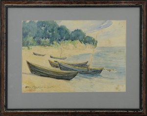 Wacław MASŁOWSKI (1887-1943), Łodzie na plaży