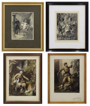 Michał Elwiro ANDRIOLLI (1836-1893), Zestaw 4 ilustracji z „Pana Tadeusza”