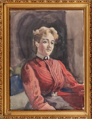 Emilia Knausówna, Portret kobiety w czerwonej sukience, I poł. XX w.
