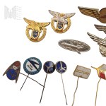 Aviation-themed pin set, Miniature Aircraft, Lufthansa, EVG, OPL Bytom, LOT, Piedmont, Mielec Aeroclub, SAS Junior Pilot, Junior Hostess