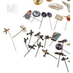 PRL - Aviation-themed pin set, Miniature Aircraft, Lufthansa, EVG, OPL Bytom, LOT, Piedmont, Mielec Aeroclub, SAS Junior Pilot, Junior Hostess