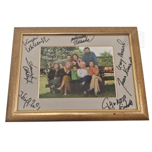 Photo of the cast of M jak Miłość series in a Frame with Actors' Autographs, Kacper Kuszewski, Malgorzata Pienkowska, Cezary Morawski, Dominika Ostalowska