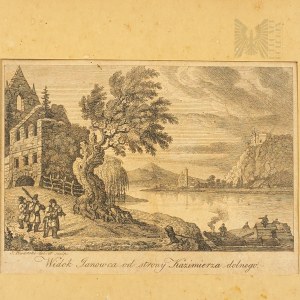 Grafika w Ramce - “Widok Janowca od Strony Kazimierza Dolnego” Jan Feliks Piwarski Wkładka z Kalendarza z 1822/1823 Roku (?)
