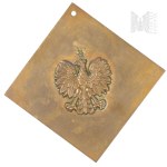 Brass Patriotic Poster with Eagle, Emblem of Poland