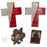 Patriotic and Religious Pinning John Paul II Pope, Cross "Peace to You Poland My Homeland", Mother of God of Czestochowa