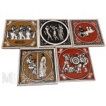 Ceramic Decorative Tiles with Illustrations in Ancient Greek Themes.