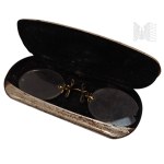 Art Deco (?) Old Correctional Glasses in Metal Box, Case, Vintage