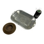 Wooden Ashtray and Metal Tray.