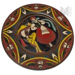 Art Deco/II RP (?) Metal Brass Decorative Plate Decorated with Folk Motif, Highlander, Highlander with Ciupaga