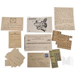 Set of Documents - Letter Breslau/Wrocław 1933 Envelope, Supply Cards 1946, State Pension Institution 1935, Business Cards, Postcard Map of Poland, Greeting Card for 25th Wedding Anniversary 1927, Bank Printing 1887