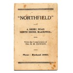First half of the 20th century, United Kingdom - Offering card of the Northfield Hotel (Present Benson), Blackpool, Lancashire