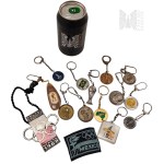 Collection of Sports-themed Keychains, Patch - Polish Boxing Association IX International Tournament Im. Feliks Stamm Warsaw 1987, Olympic Games Moscou/Moscow 1980, Olympic Games Montreal Brazil 1976, Polish Olympic Committee Montrea