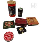 Set of Tins, Containers of Cocoa, Tobacco, Cigarettes, Cigars - Bensdorp Cocoa, Scho-Ka-Kola Chocolate, Cuban Cigars Wilde Havana Tabacos Primeros La Paz, Cigarettes Puck Georg a. Jasmatzi A.G Dresden, Dannemann Speciale Brasil Brazil. Suerdieck