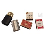 Set Two Gasoline and Gas Lighter, Polish Match Monopoly Matches, Sunset American Blend, Vinimpex