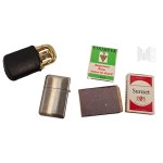 Set Two Gasoline and Gas Lighter, Polish Match Monopoly Matches, Sunset American Blend, Vinimpex