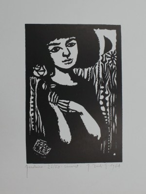 Jerzy Duda-Gracz, Dziewczyna z różą z cyklu „Judaica”(1964, odbitka późniejsza)