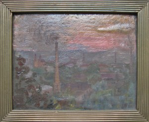 Tadeusz Kurek (1906-1974) Pejzaż miejski w blasku zachodzącego słońca
