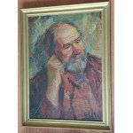 TADEUSZ KUREK, STARZEC, OLEJ NA TEKTURZE