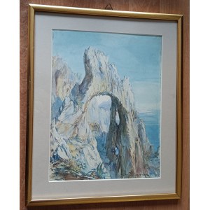 FELIKS MICHAŁ WYGRZYWALSKI, CAPRI 1925, WATERCOLOR, PAPER PASTED ON CARDBOARD
