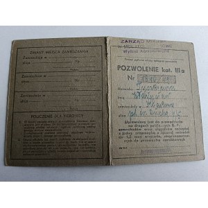 POZWOLENIE PRAWO JAZDY KAT III A, KRAKÓW 1949 R
