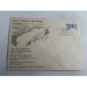 ENVELOPE WARSAW OLD TOWNS ON THE VISTULA FLIS SEBASTIAN FABIAN KLONOWIC YEAR 1982, STAMP, STAMP