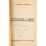 (poetry debut, signed by the author) Partum, Andrzej — *Frekwencje z opisu*