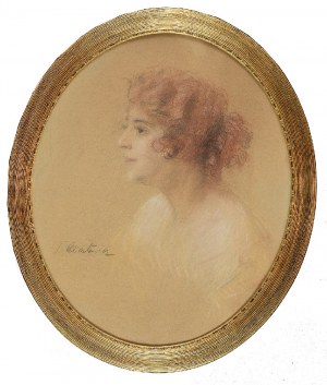 Teodor AXENTOWICZ (1859-1938), Portret kobiety z profilu, ok. 1925