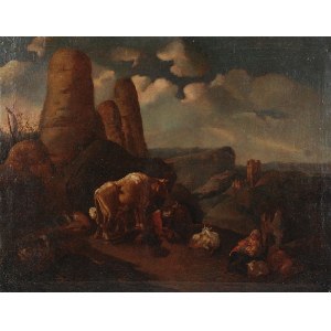Malarz nieokreślony, XVIII w., Pejzaż ze sztafażem