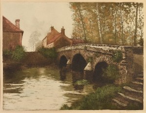 Henri JOURDAIN (1864-1931), Motyw miejski z rzeką i mostkiem