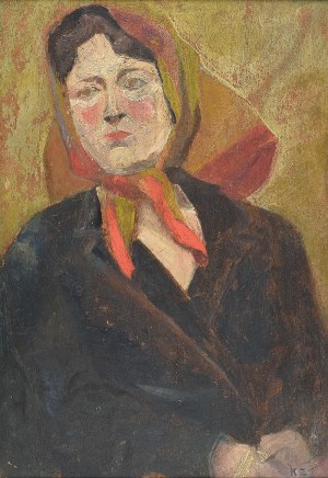 Kazimierz ZIELENIEWSKI (1888-1931), Kobieta w chuście - Żona artysty (?)