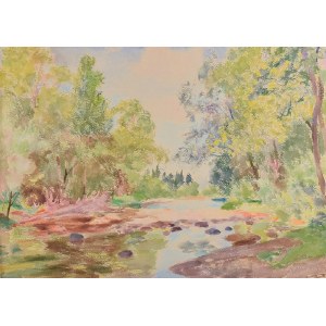 Mieszko JABŁOŃSKI (1892-1965), Pejzaż leśny z rzeką