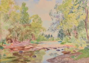 Mieszko JABŁOŃSKI (1892-1965), Pejzaż leśny z rzeką