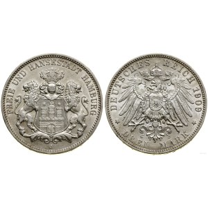 Germania, 3 marchi, 1909 J, Amburgo