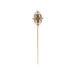Tie pin with turquoise, France, late 19th century