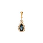 Pendant with sapphire and diamonds, contemporary