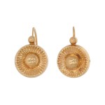 Round earrings, France, 1st quarter of the 20th century