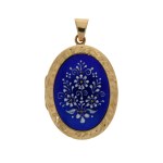 Medallion with cobalt enamel, 20th century