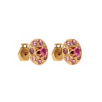 Earrings with rubies and tourmalines, France, early 20th century